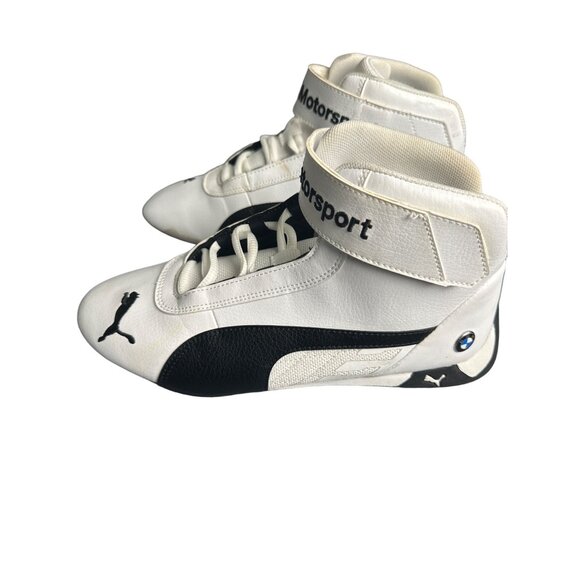 Puma X BMW M Motorsport High-Top Racing Shoes Size‎ 6.5 US White & Black Leather - Picture 4 of 10